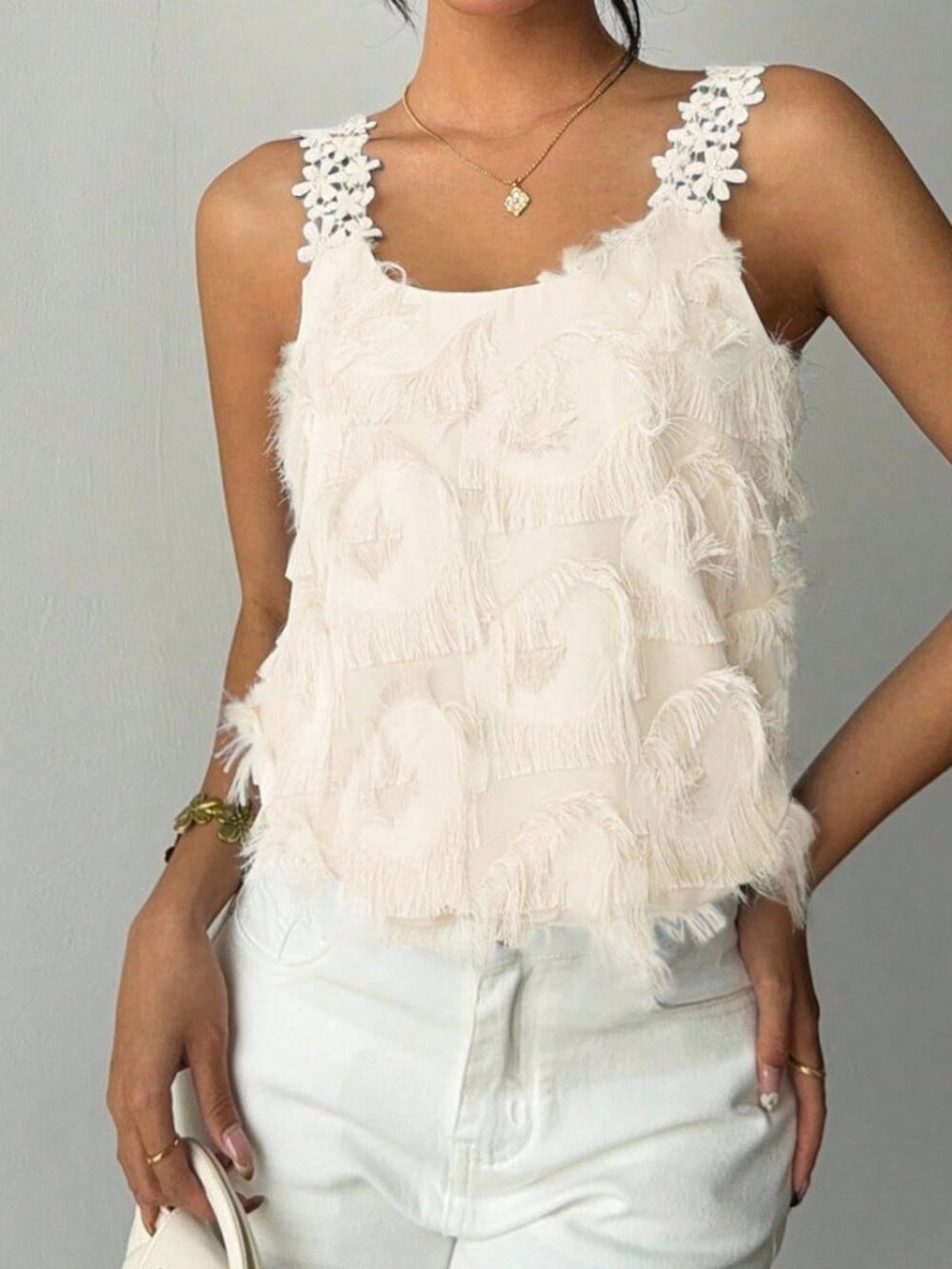 Apricot Casual Women's Elegant Textured Camisole Top - Picture 6 of 6